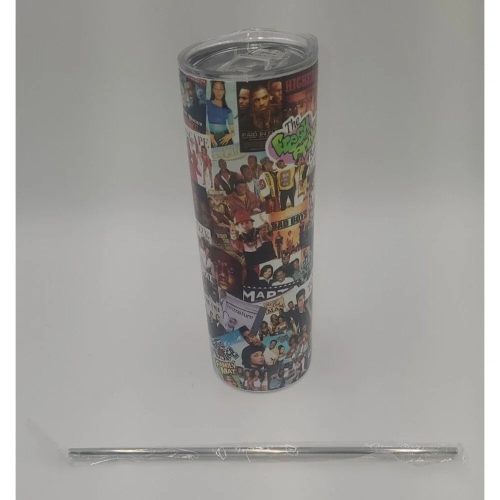 Black Cinema & Music Collage 20oz Stainless Steel Tumbler Mug